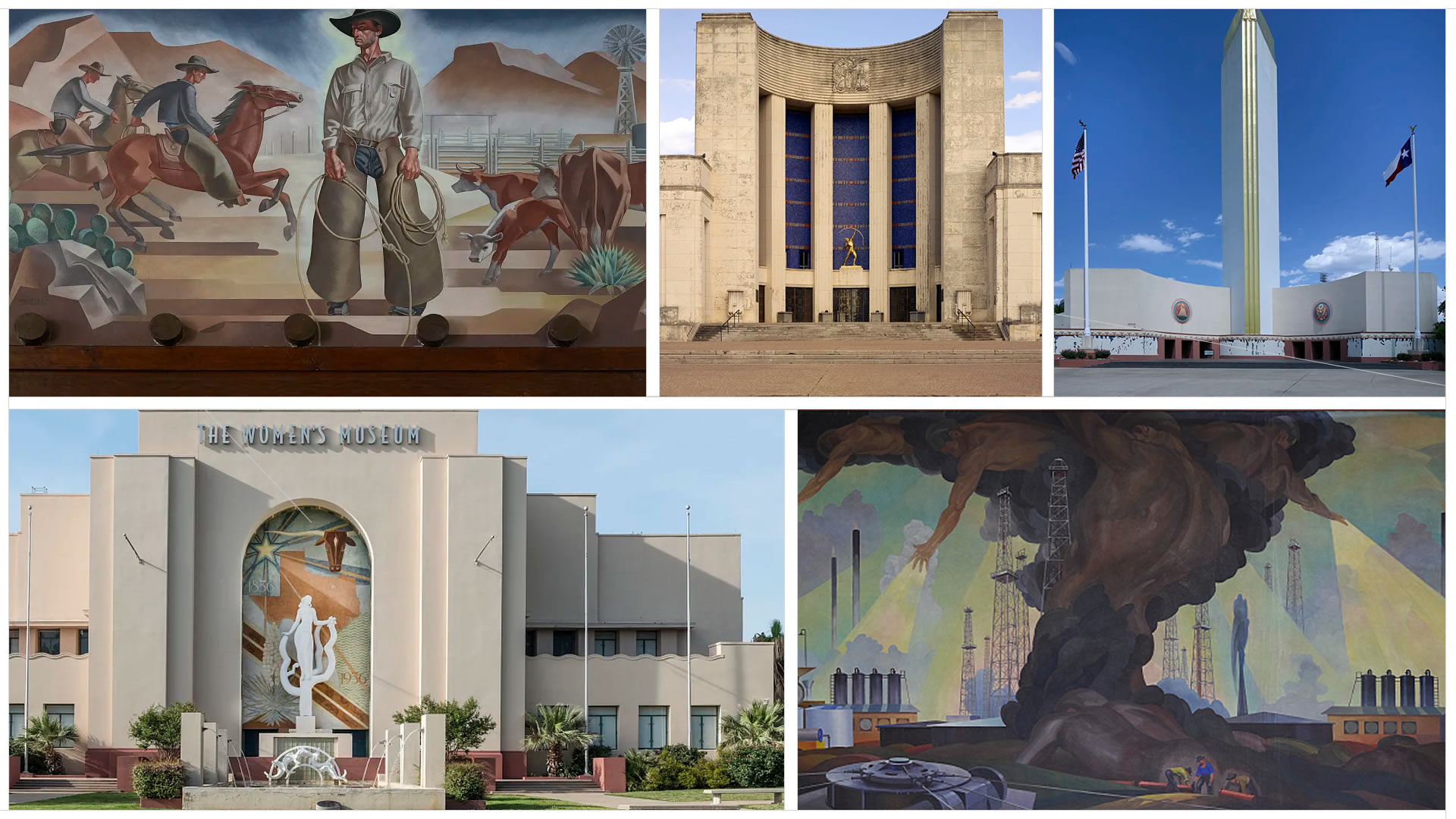 Fair Park represents one of the largest surviving Art Deco architectural and planning complexes in the United States. Home to many well-known works of public art, but the Crystal Chandelier at the Music Hall, by artist William Martin is often cited as a favorite.